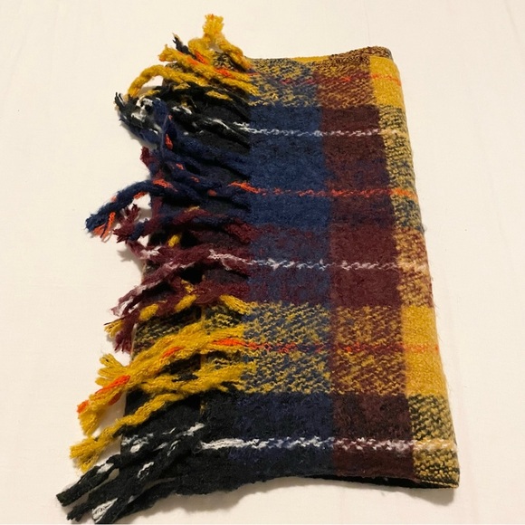Plaid Fringe Scarf 78” x 19” - Picture 3 of 9